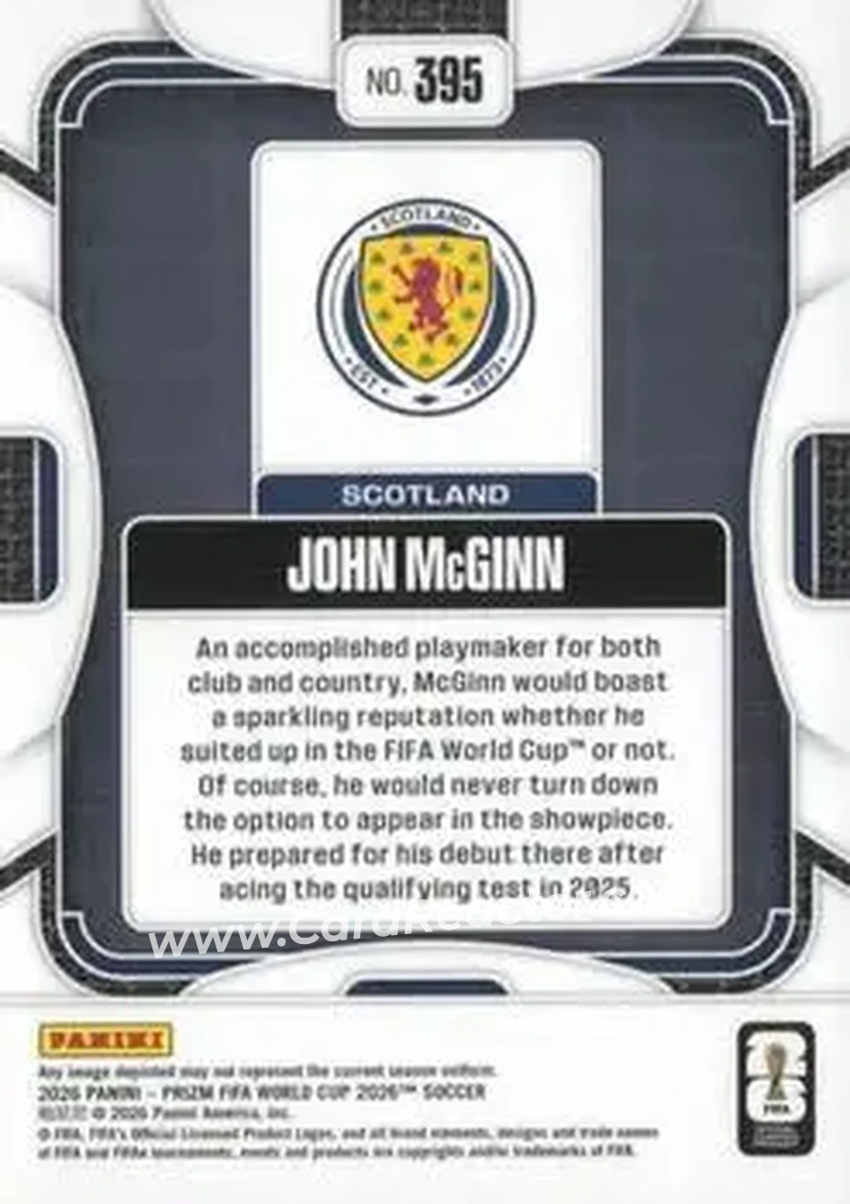 2026 Panini Prizm FIFA World Cup #395 - John McGinn - Scotland - Back