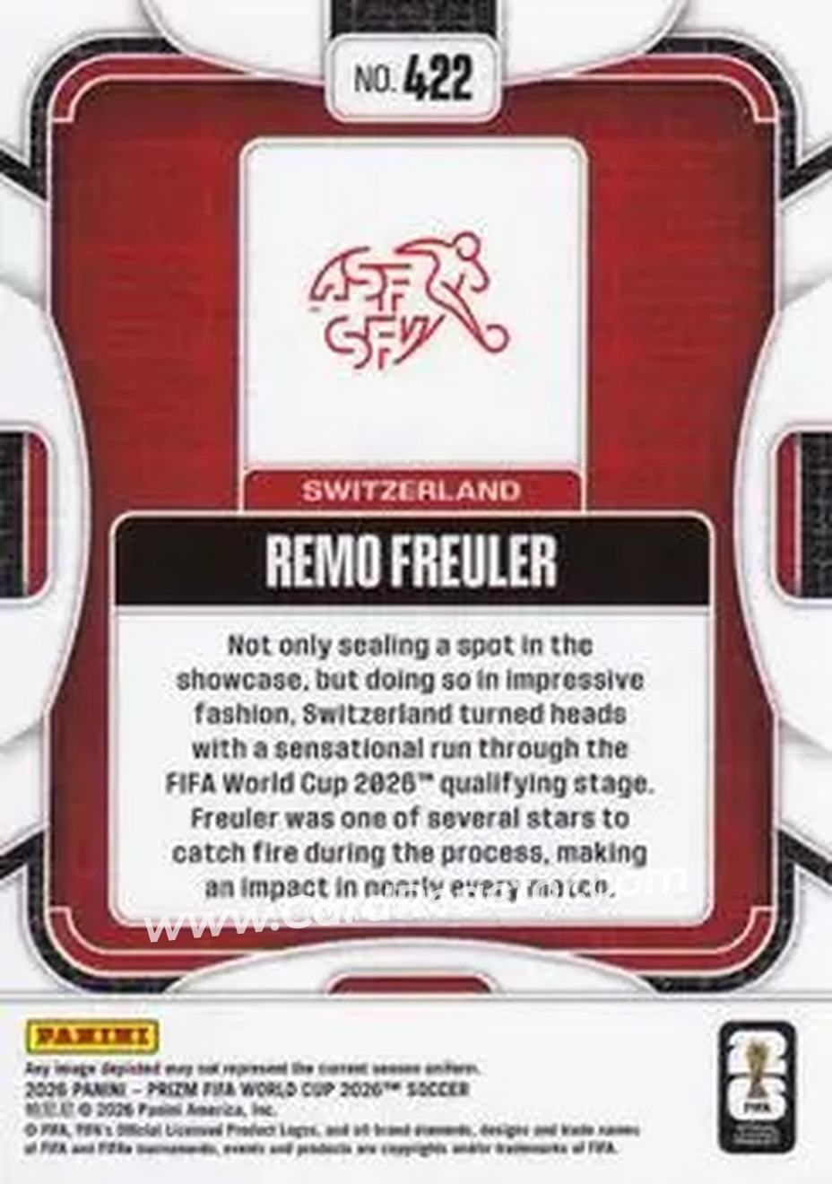 2026 Panini Prizm FIFA World Cup #422 - Remo Freuler - Switzerland - Back