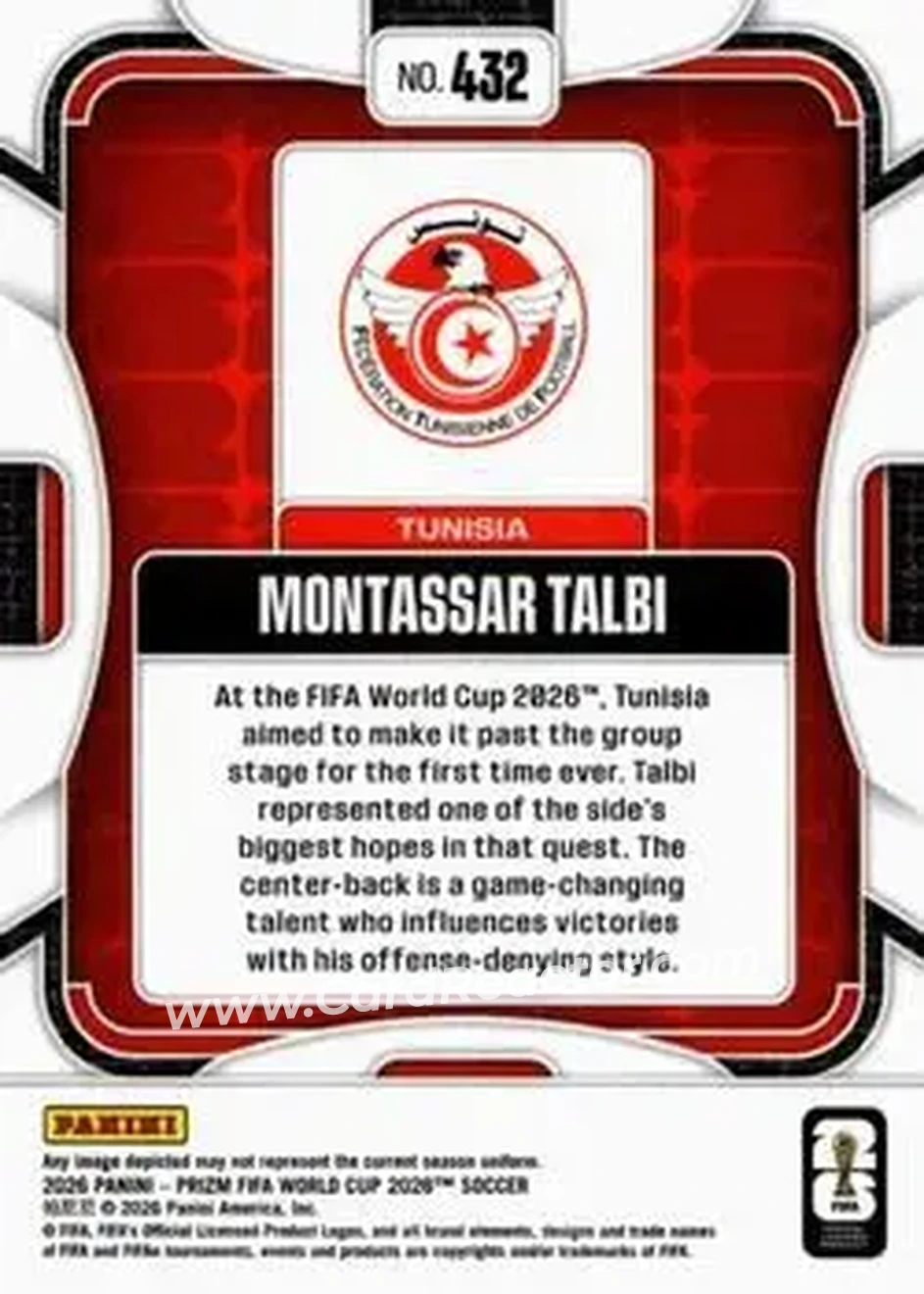 2026 Panini Prizm FIFA World Cup #432 - Montassar Talbi - Tunisia - Back