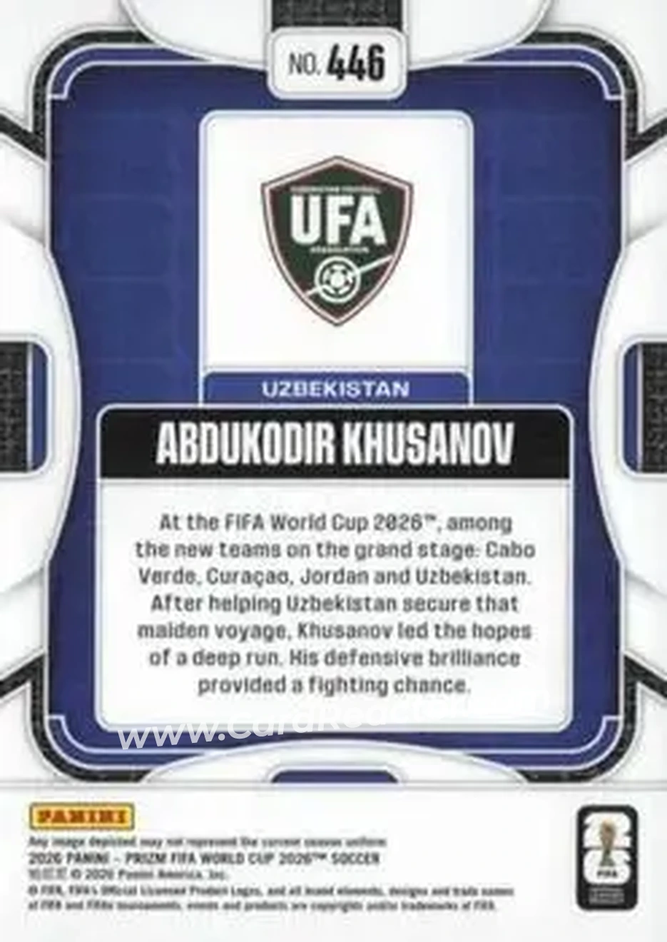 2026 Panini Prizm FIFA World Cup #446 - Abdukodir Khusanov - Uzbekistan - Back