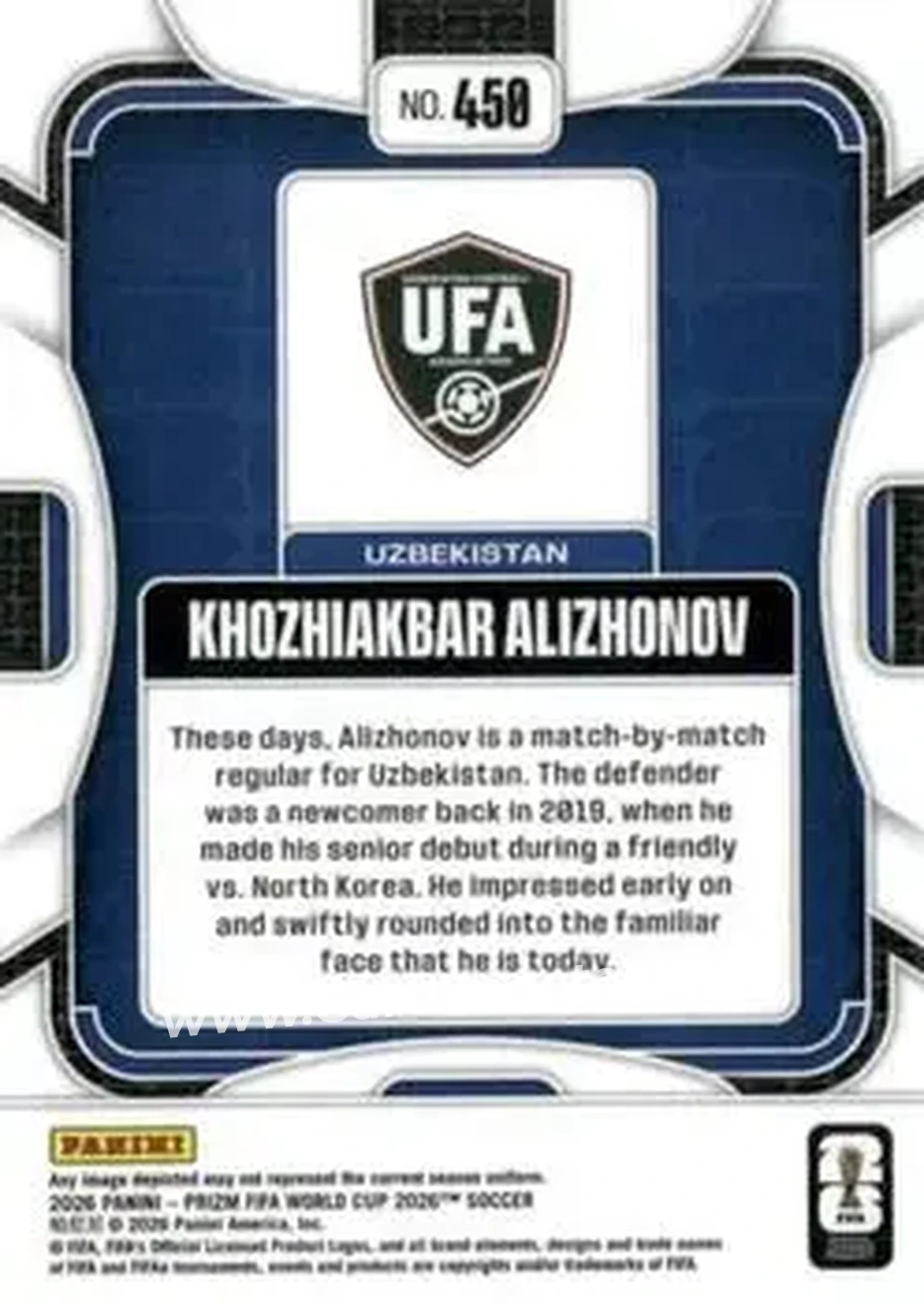2026 Panini Prizm FIFA World Cup #450 - Khozhiakbar Alizhonov - Uzbekistan - Back