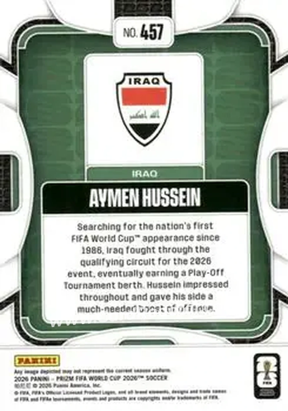 2026 Panini Prizm FIFA World Cup #457 - Aymen Hussein - Iraq - Back