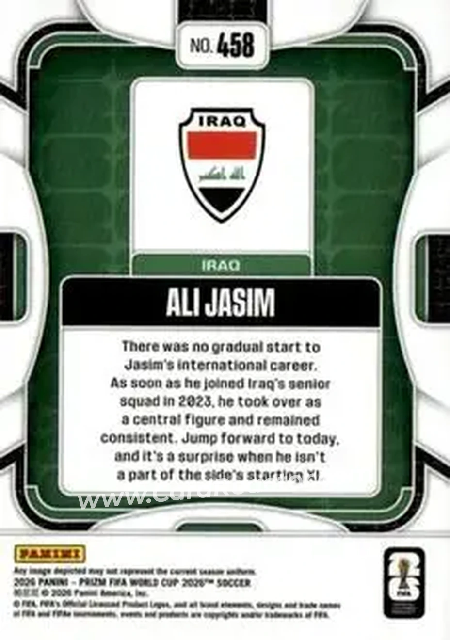 2026 Panini Prizm FIFA World Cup #458 - Ali Jasim - Iraq - Back