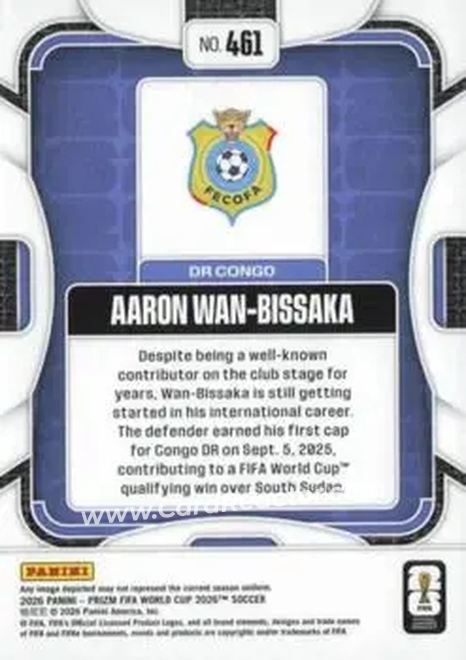 2026 Panini Prizm FIFA World Cup #461 - Aaron Wan-Bissaka - Democratic Republic of the Congo - Back
