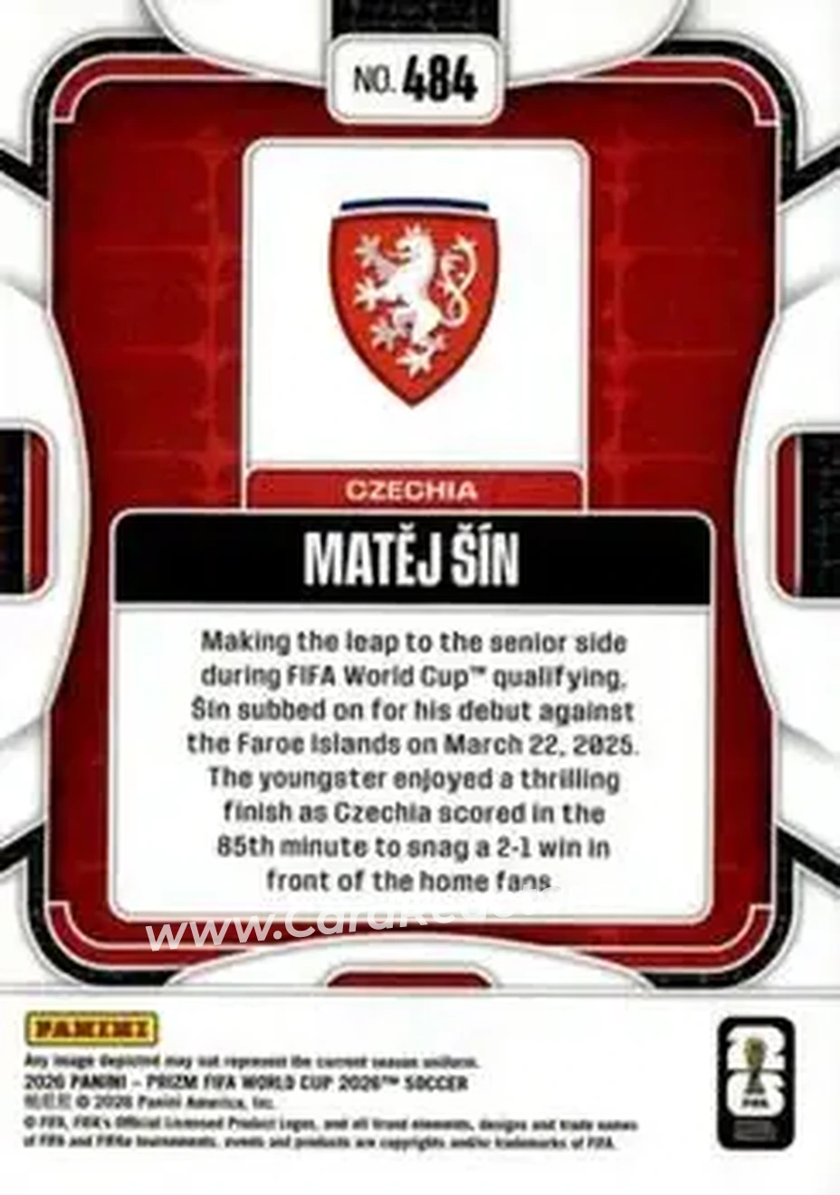 2026 Panini Prizm FIFA World Cup #484 - Matej Sin - Czech Republic - Back