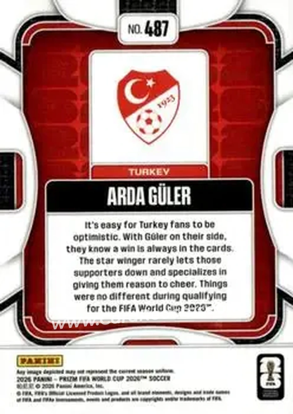 2026 Panini Prizm FIFA World Cup #487 - Arda Guler - Turkey - Back