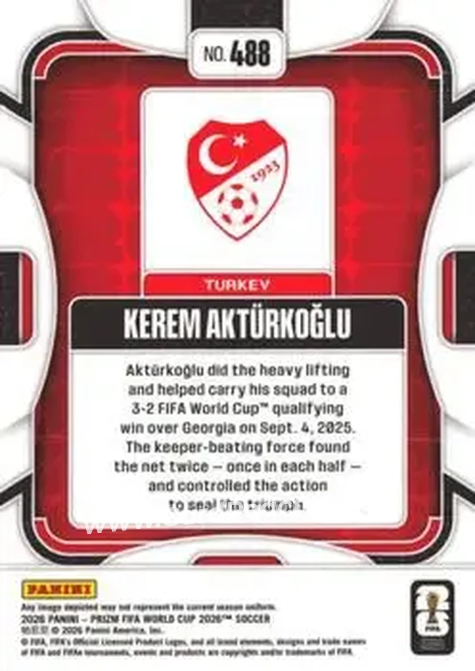 2026 Panini Prizm FIFA World Cup #488 - Kerem Akturkoglu - Turkey - Back