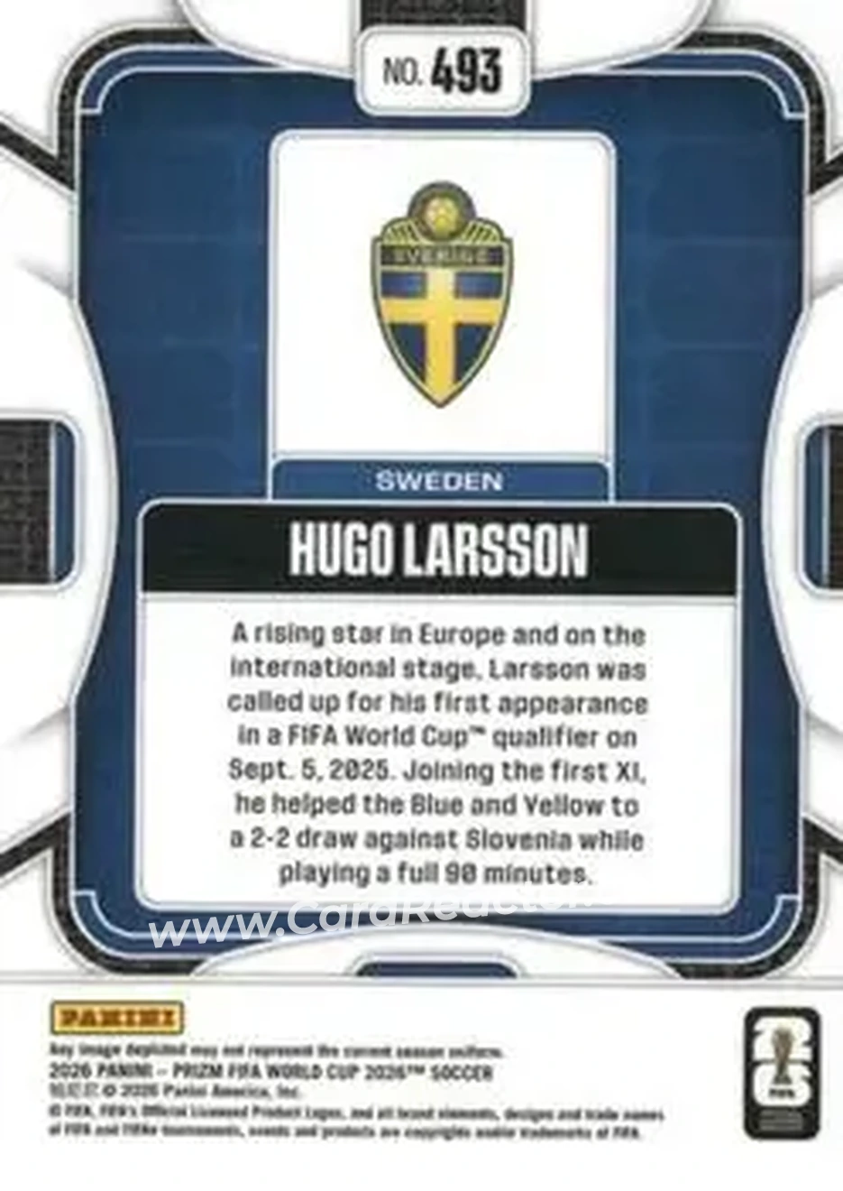 2026 Panini Prizm FIFA World Cup #493 - Hugo Larsson - Sweden - Back