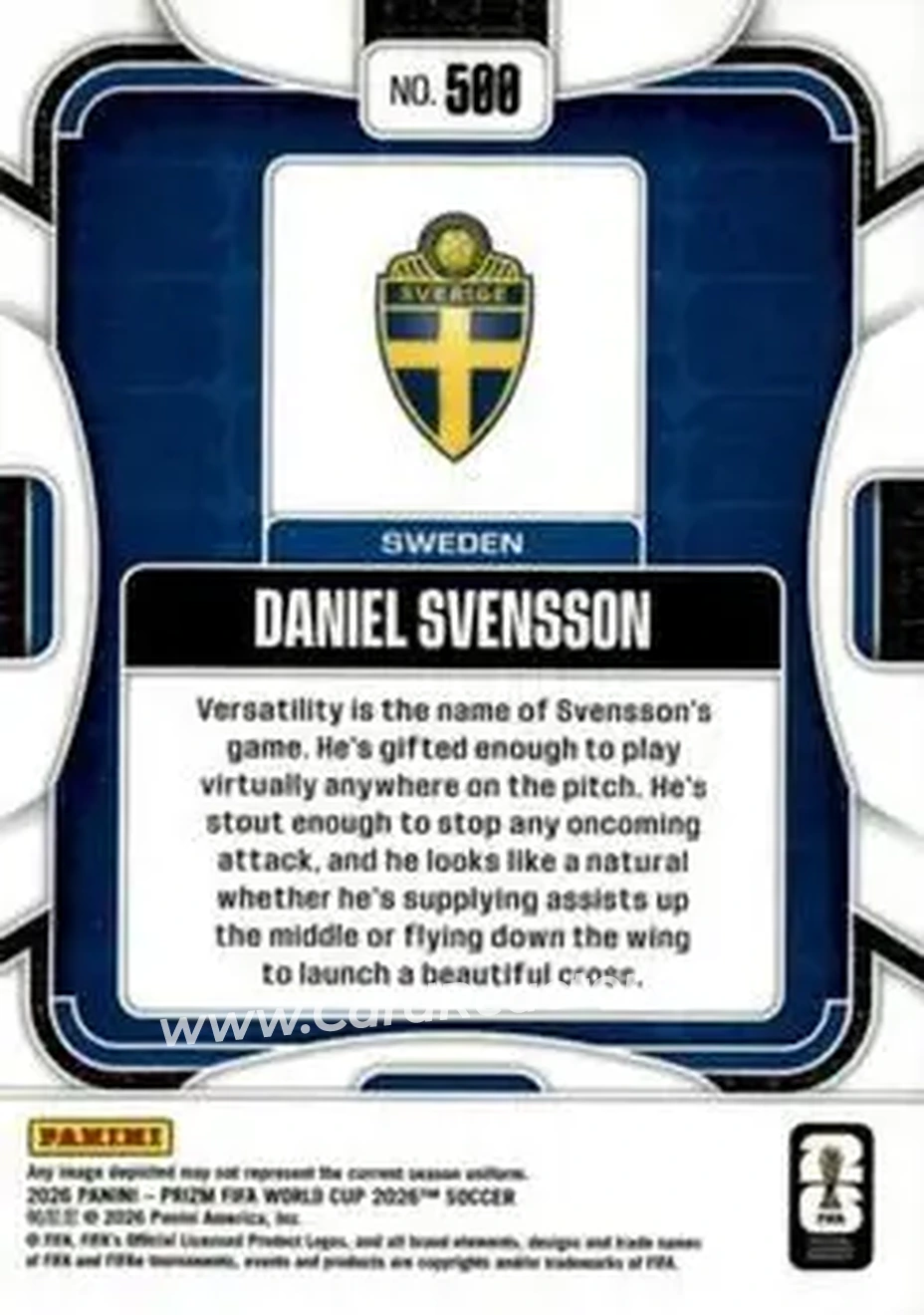 2026 Panini Prizm FIFA World Cup #500 - Daniel Svensson - Sweden - Back