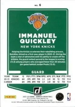 Back of Immanuel Quickley