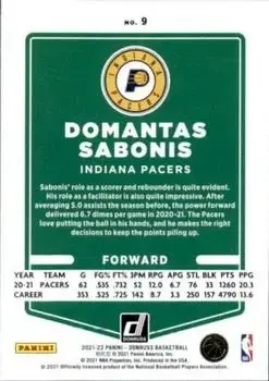 Back of Domantas Sabonis