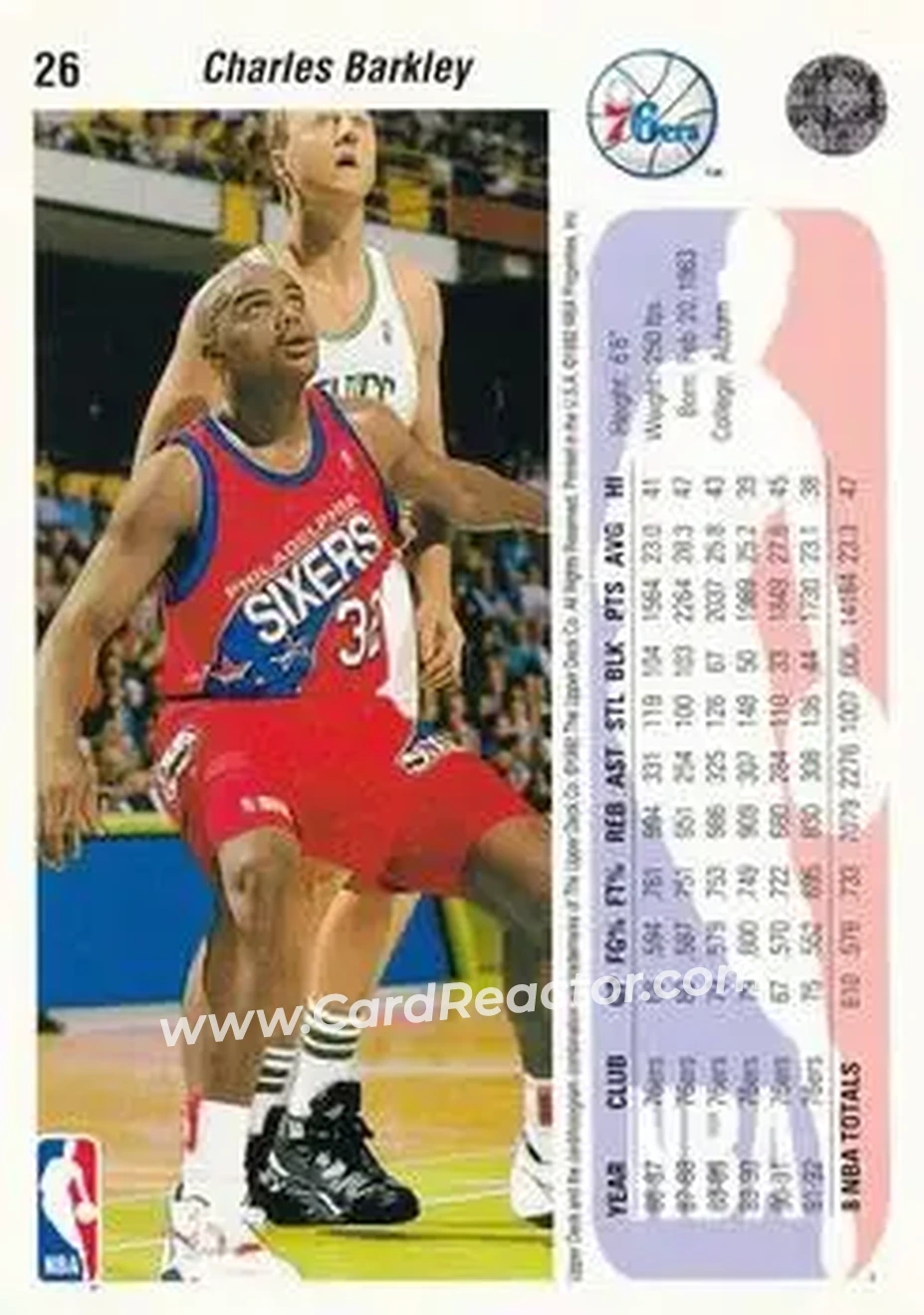 1992-93 Upper Deck #26 - Charles Barkley - Phoenix Suns - Back 1992-93 Upper Deck #26 - Charles Barkley - Phoenix Suns - Back