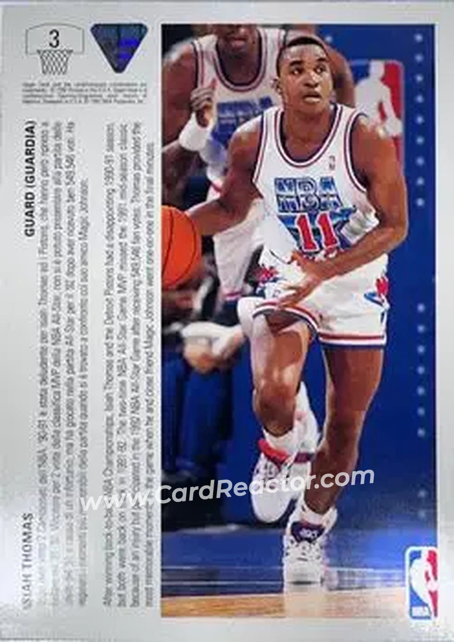 1991-92 Upper Deck Italian #3 - Isiah Thomas - Detroit Pistons - Back 1991-92 Upper Deck Italian #3 - Isiah Thomas - Detroit Pistons - Back