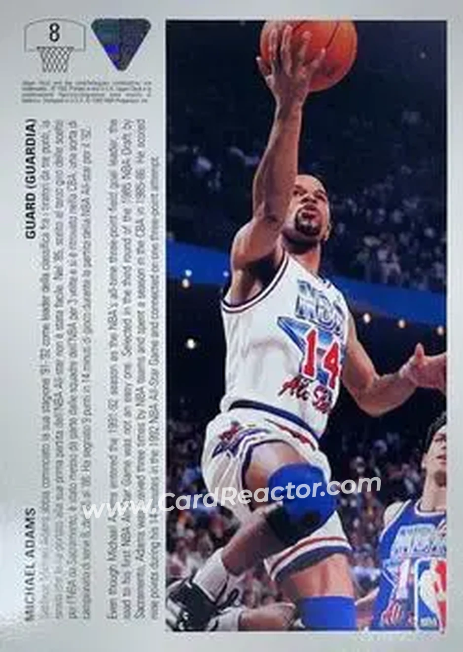 1991-92 Upper Deck Italian #8 - Michael Adams - Washington Bullets - Back