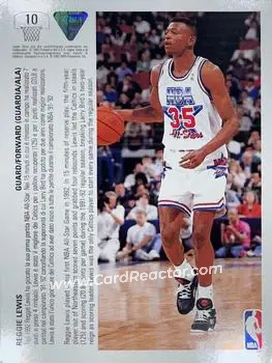 1991-92 Upper Deck Italian #10 - Reggie Lewis - Boston Celtics - Back