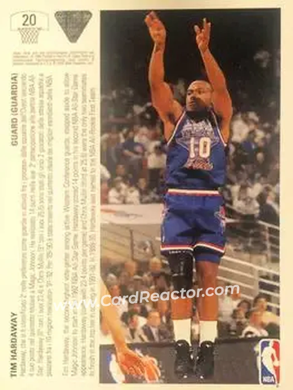 1991-92 Upper Deck Italian #20 - Tim Hardaway - Golden State Warriors - Back