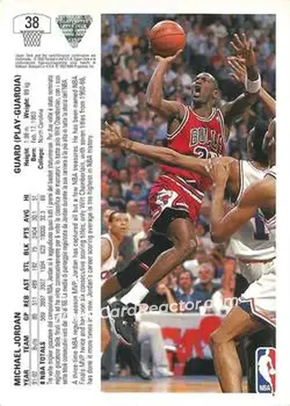 1991-92 Upper Deck Italian #38 - Michael Jordan - Chicago Bulls - Back