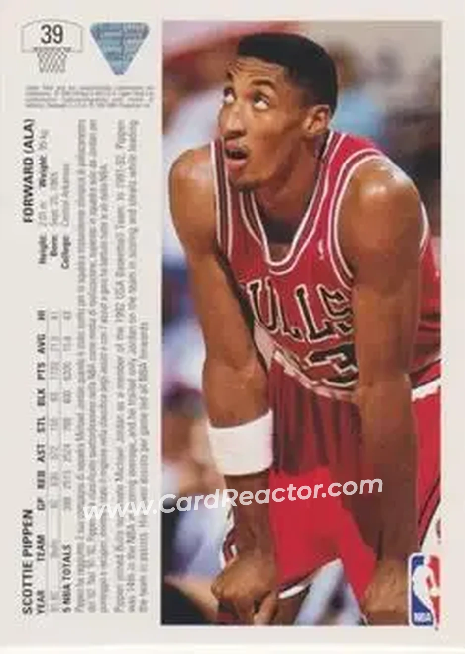 1991-92 Upper Deck Italian #39 - Scottie Pippen - Chicago Bulls - Back