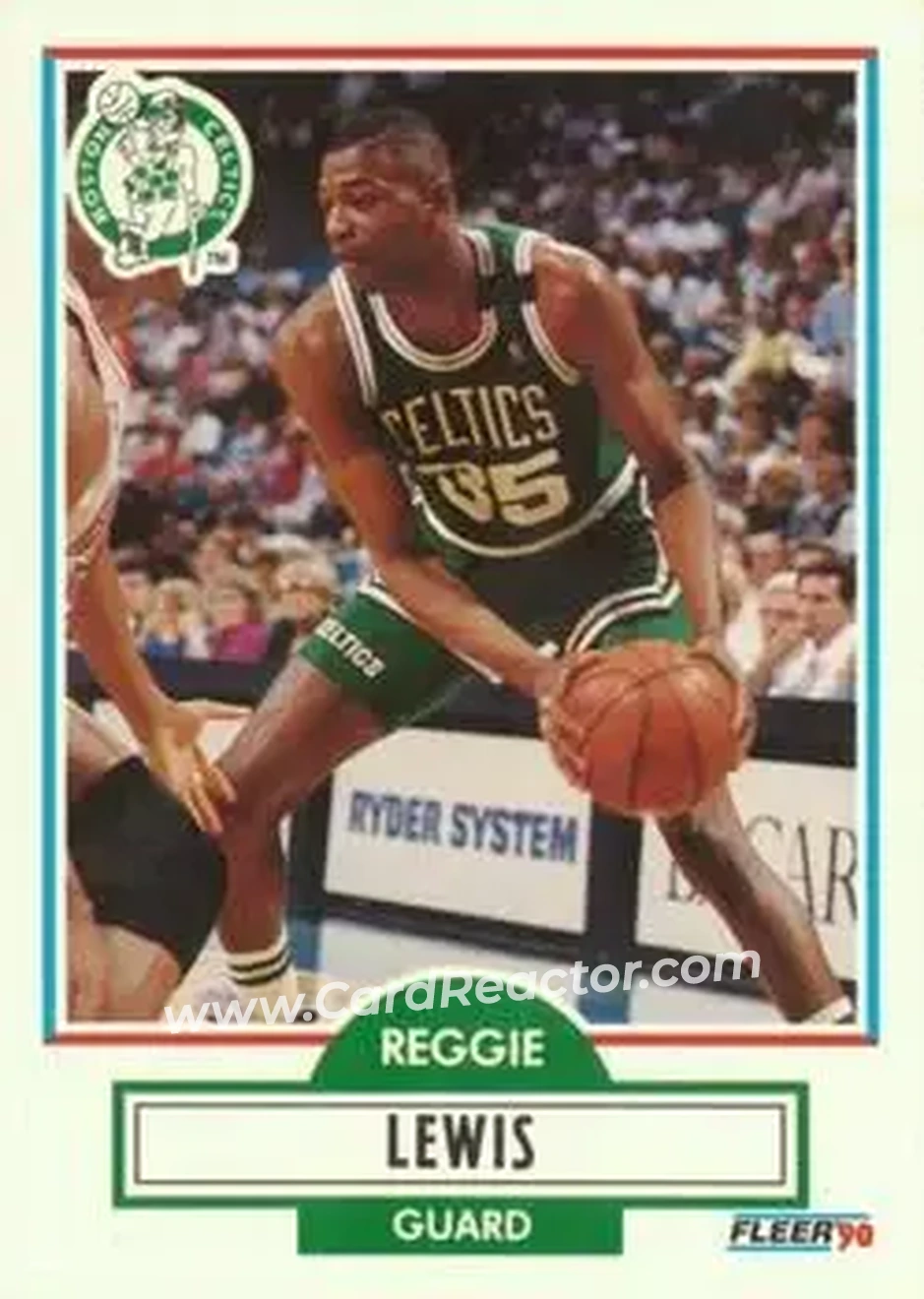 1990-91 Fleer #11 - Reggie Lewis - Boston Celtics - Front 1990-91 Fleer #11 - Reggie Lewis - Boston Celtics - Front