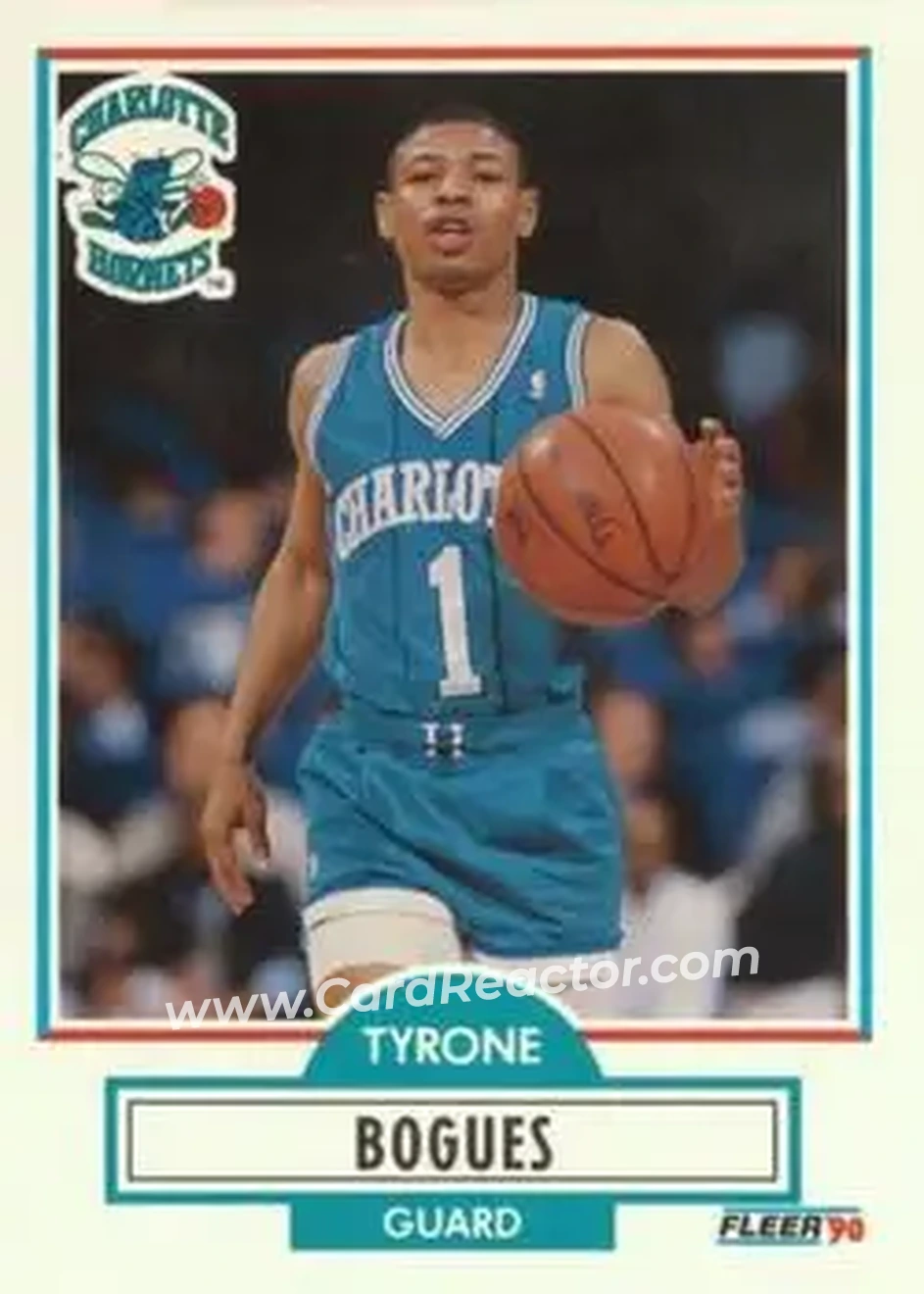 1990-91 Fleer #16 - Muggsy Bogues - Charlotte Hornets - Front 1990-91 Fleer #16 - Muggsy Bogues - Charlotte Hornets - Front