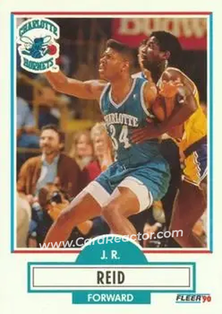1990-91 Fleer #20 - J.R. Reid - Charlotte Hornets - Front 1990-91 Fleer #20 - J.R. Reid - Charlotte Hornets - Front