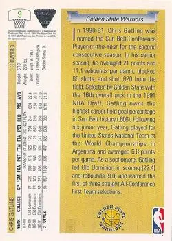 1991-92 Upper Deck #9 - Chris Gatling - Golden State Warriors - Back