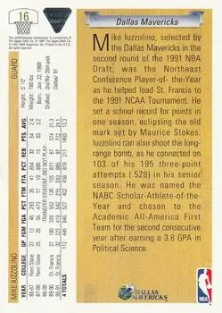 1991-92 Upper Deck #16 - Mike Iuzzolino - Dallas Mavericks - Back