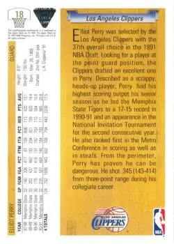 1991-92 Upper Deck #18 - Elliot Perry - Los Angeles Clippers - Back