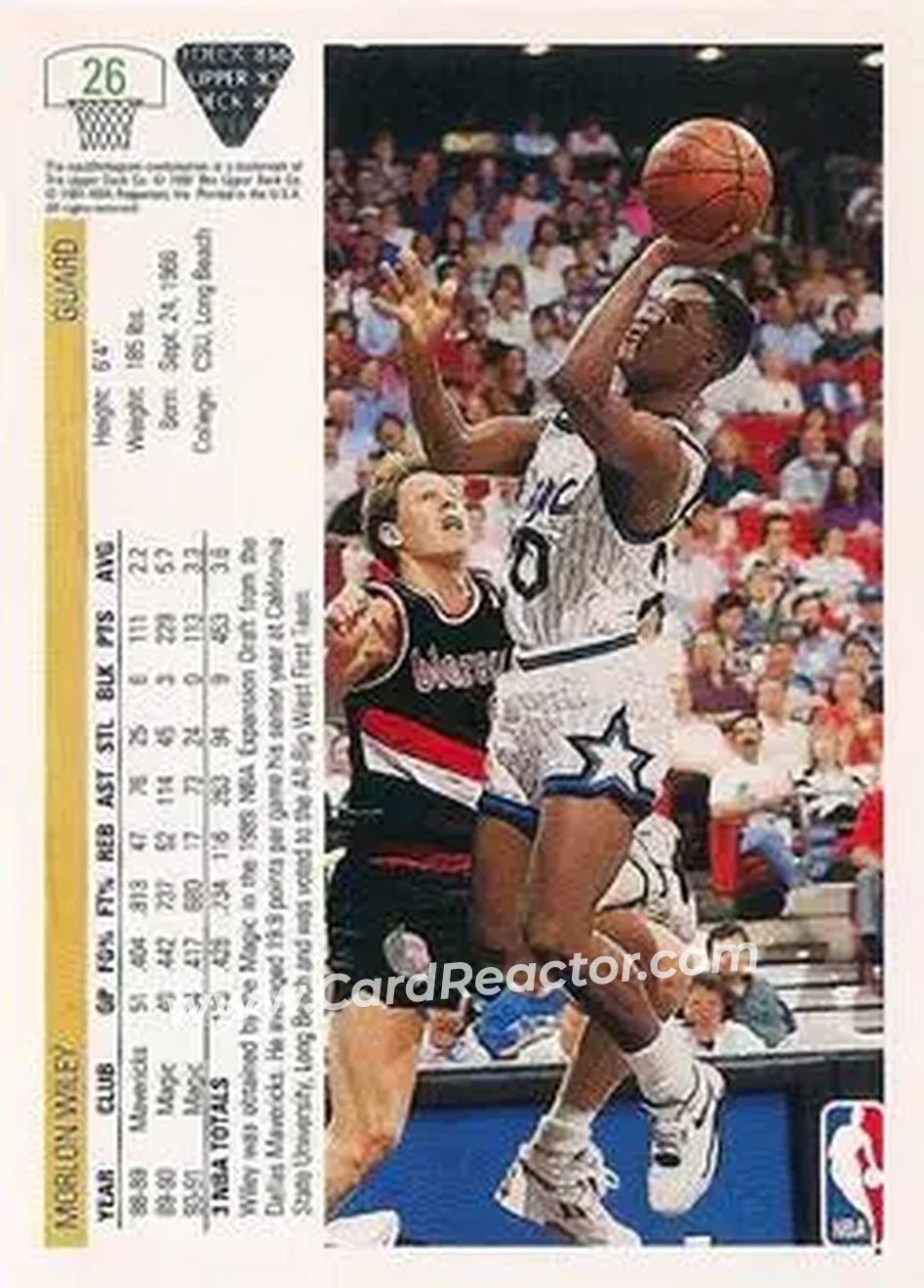 1991-92 Upper Deck #26 - Morlon Wiley - Orlando Magic - Back