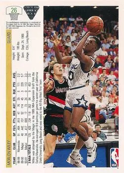 1991-92 Upper Deck #26 - Morlon Wiley - Orlando Magic - Back