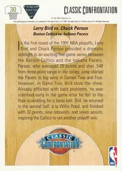 1991-92 Upper Deck #30 - Bird vs. Person CC, VAR - Boston Celtics - Indiana Pacers - Back 1991-92 Upper Deck #30 - Bird vs. Person CC, VAR - Boston Celtics - Indiana Pacers - Back