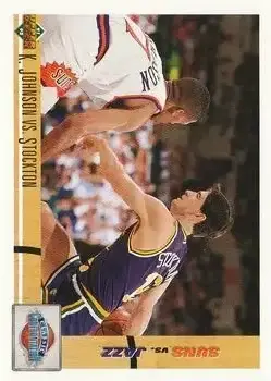 1991-92 Upper Deck #32 - K. Johnson vs. Stockton CC, VAR - Phoenix Suns - Utah Jazz - Front