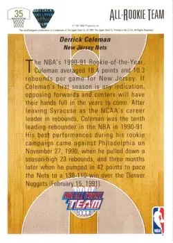 1991-92 Upper Deck #35 - Derrick Coleman - New Jersey Nets - Back 1991-92 Upper Deck #35 - Derrick Coleman - New Jersey Nets - Back