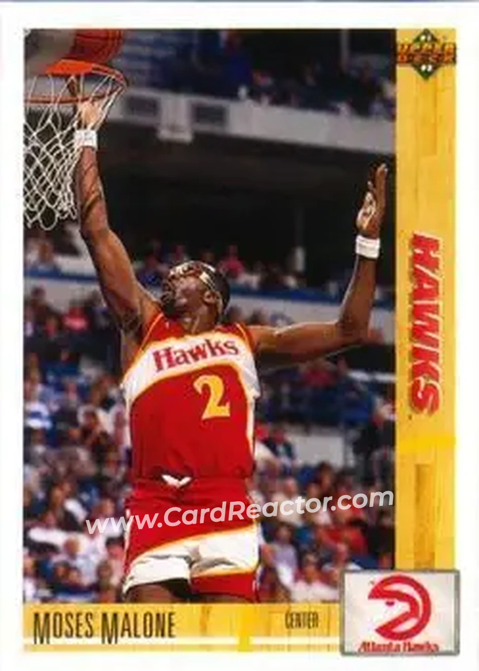 1991-92 Upper Deck #47 - Moses Malone - Atlanta Hawks - Front