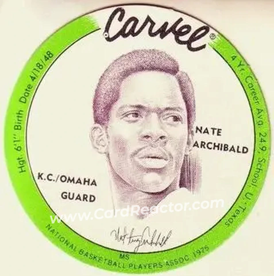 1975 Carvel Discs #NNO - Nate Archibald - Kansas City-Omaha Kings - Front