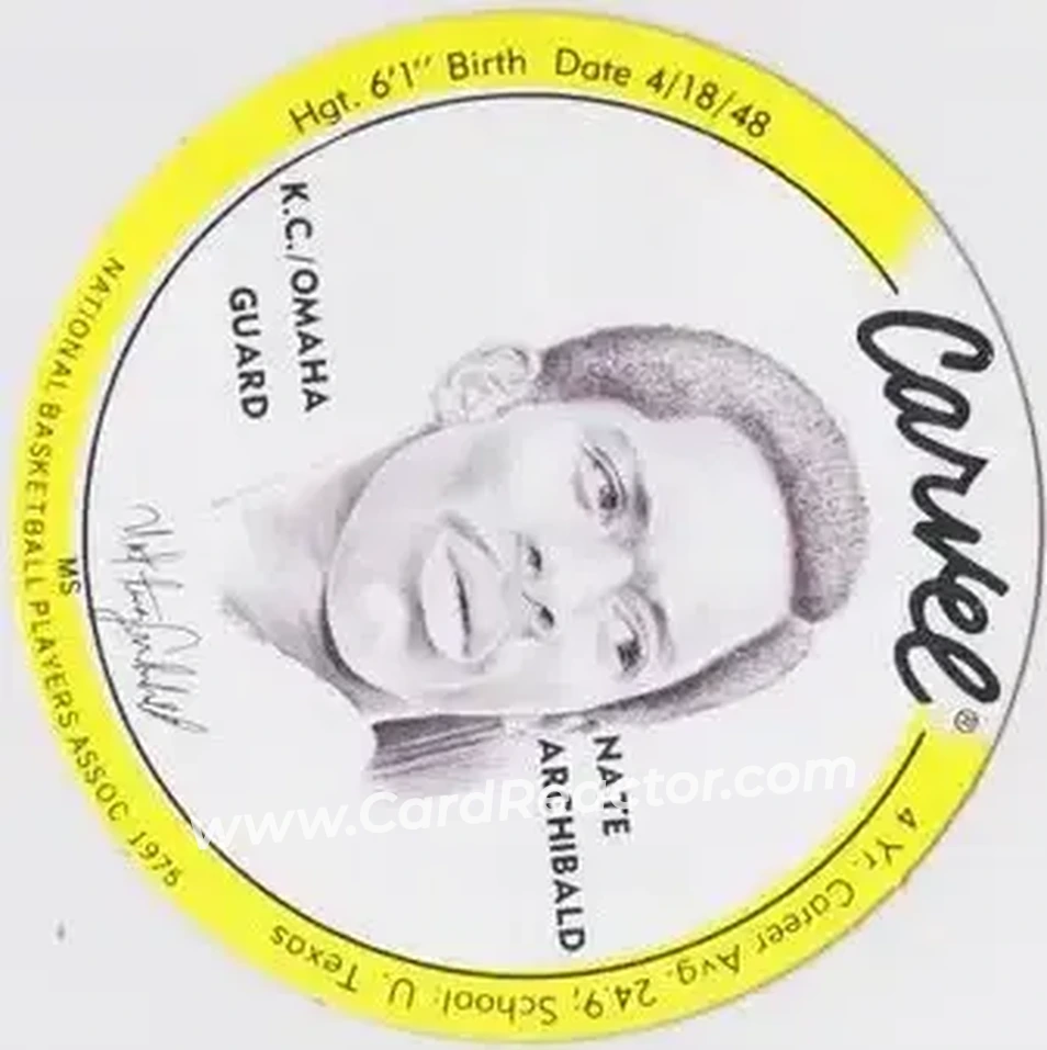 1975 Carvel Discs #NNO - Nate Archibald - Kansas City-Omaha Kings - Front 1975 Carvel Discs #NNO - Nate Archibald - Kansas City-Omaha Kings - Front