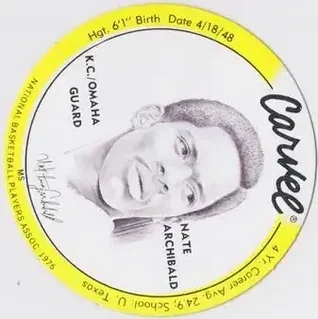 1975 Carvel Discs #NNO - Nate Archibald - Kansas City-Omaha Kings