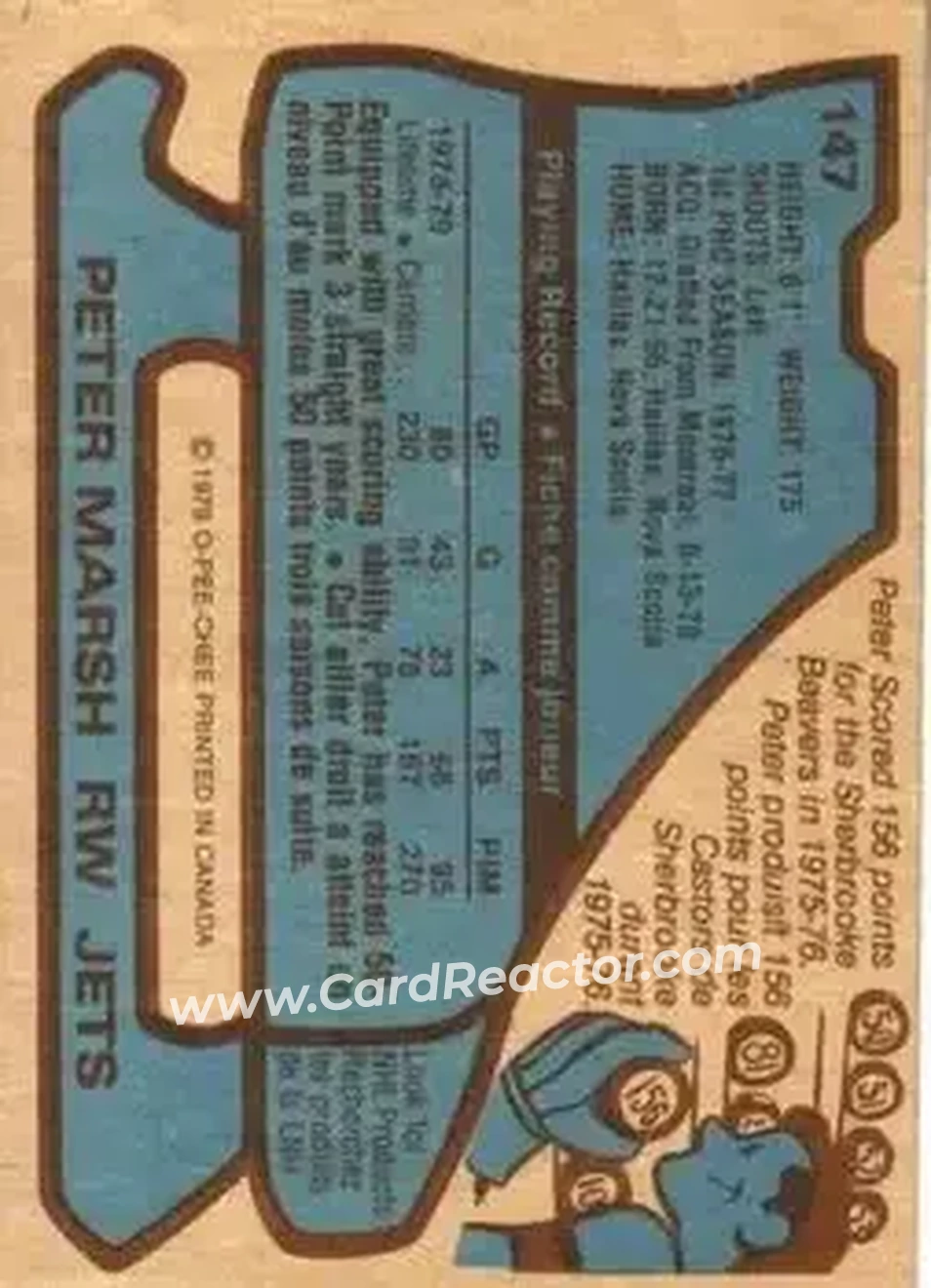 1979-80 O-Pee-Chee #147 - Peter Marsh - Winnipeg Jets - Back 1979-80 O-Pee-Chee #147 - Peter Marsh - Winnipeg Jets - Back