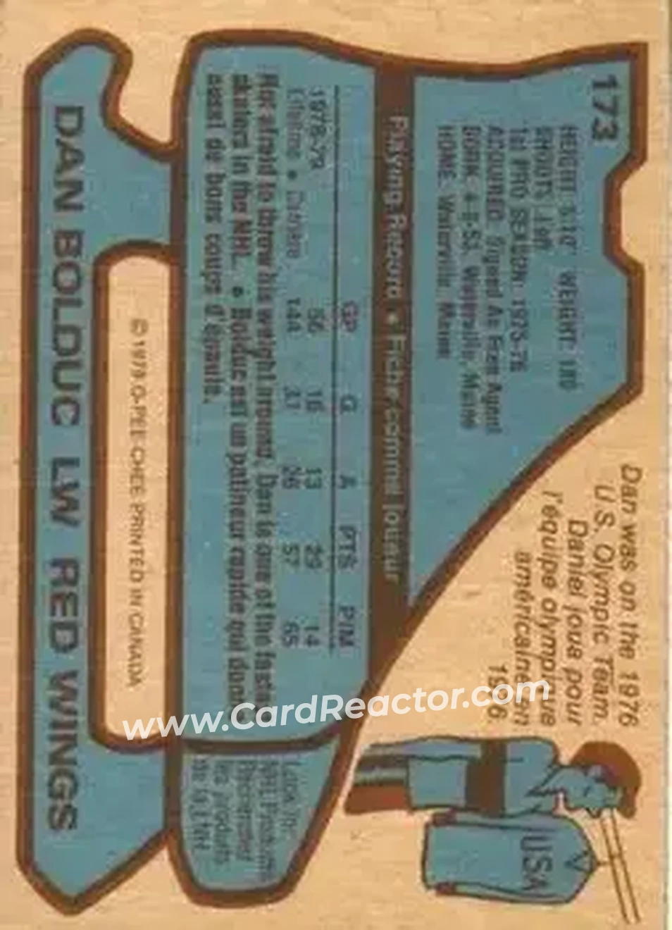 1979-80 O-Pee-Chee #173 - Dan Bolduc - Detroit Red Wings - Back