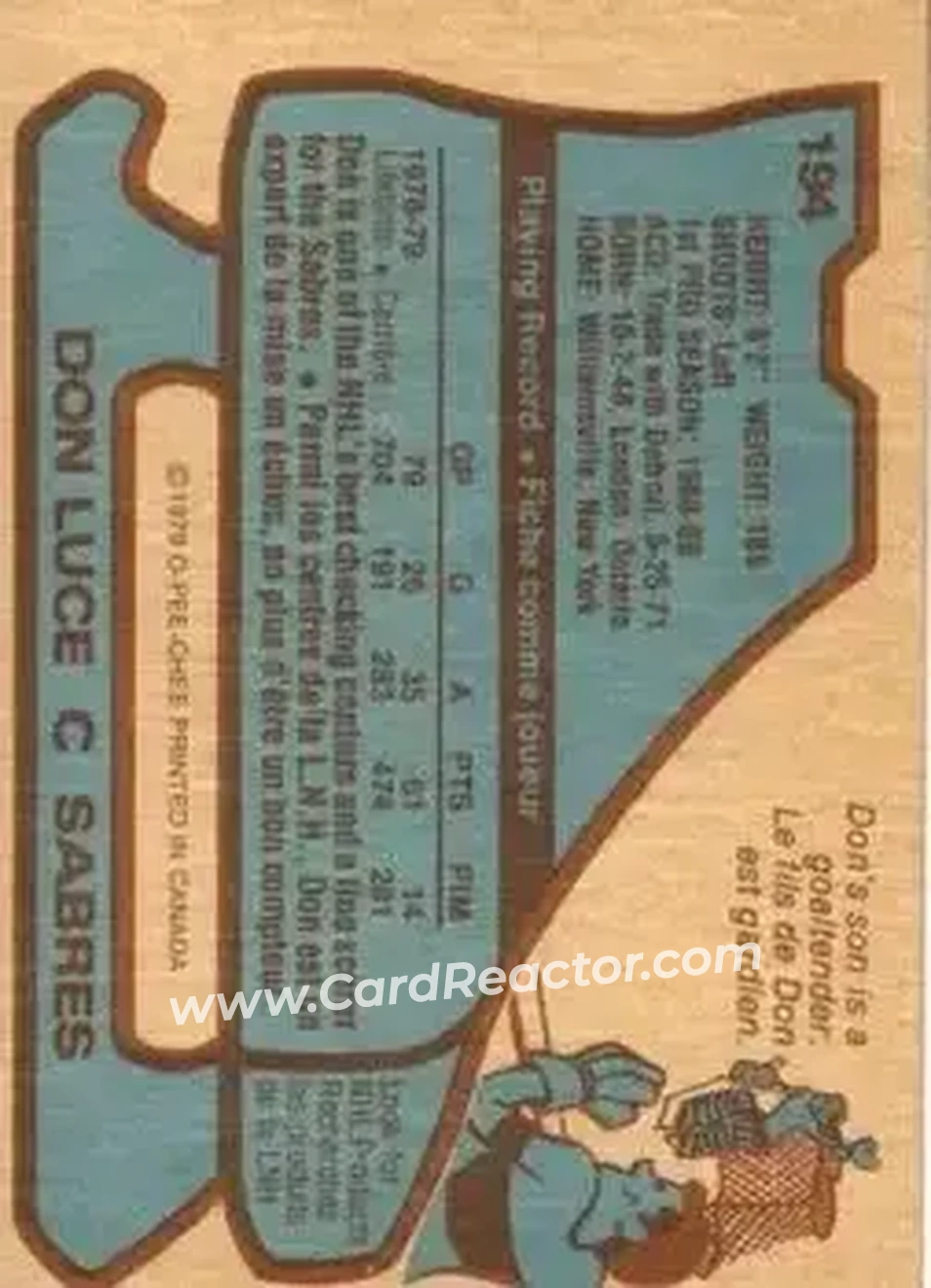 1979-80 O-Pee-Chee #194 - Don Luce - Buffalo Sabres - Back 1979-80 O-Pee-Chee #194 - Don Luce - Buffalo Sabres - Back