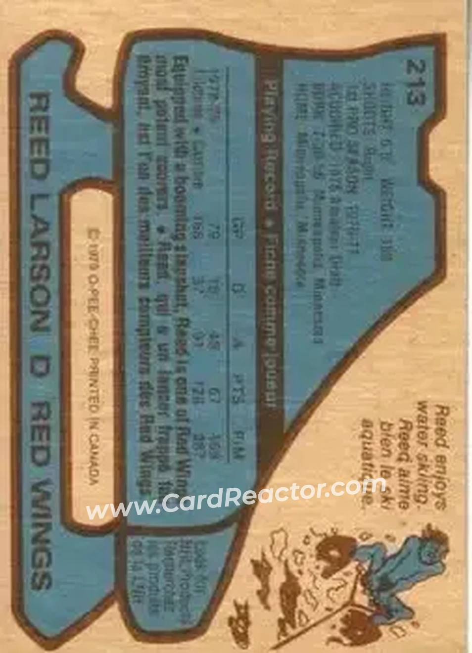 1979-80 O-Pee-Chee #213 - Reed Larson - Detroit Red Wings - Back