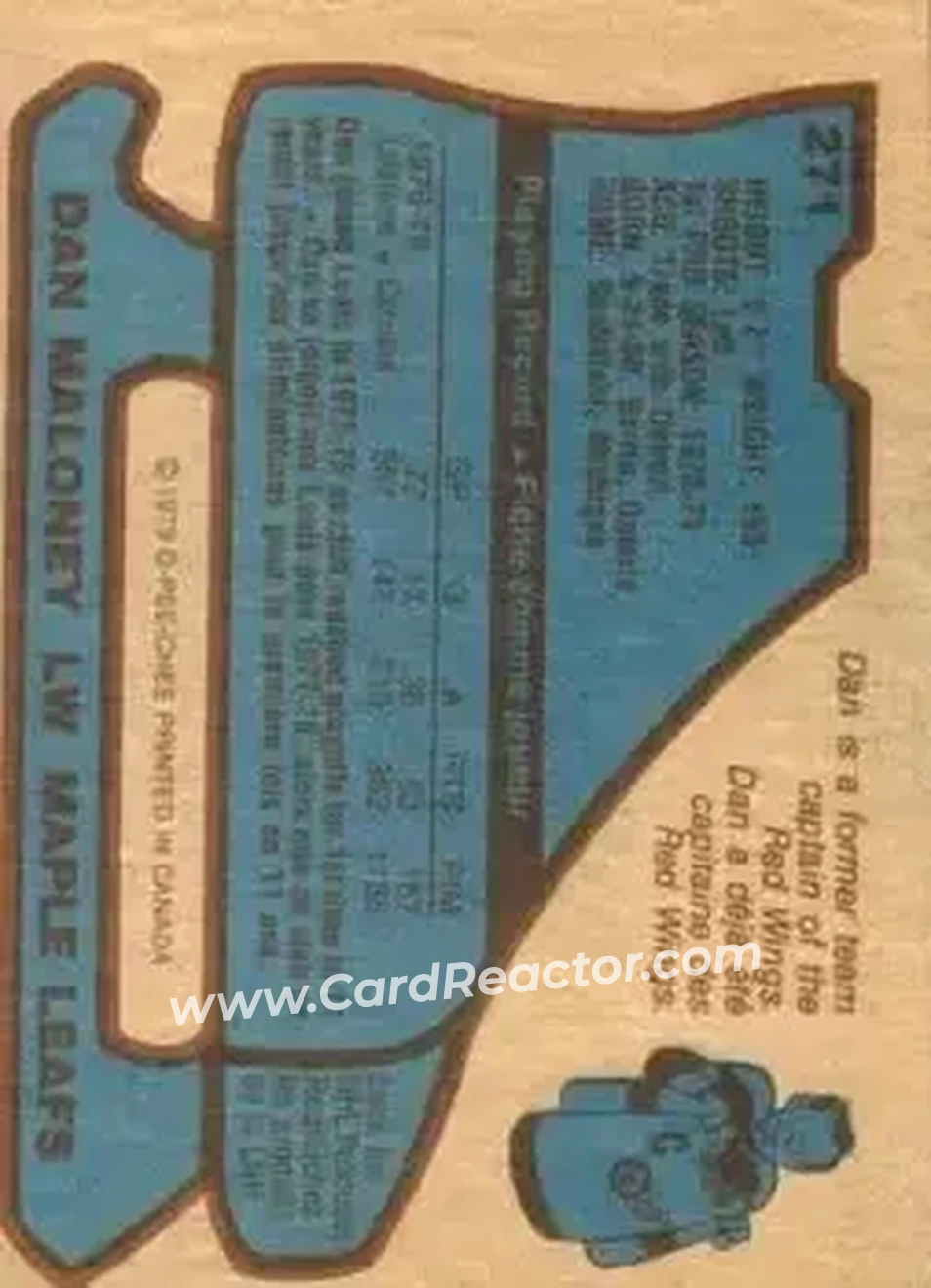 1979-80 O-Pee-Chee #271 - Dan Maloney - Toronto Maple Leafs - Back