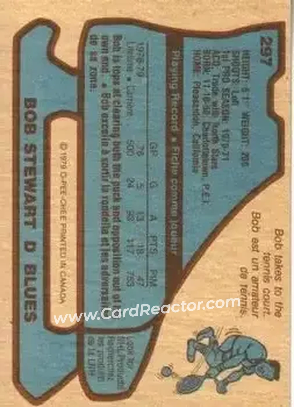 1979-80 O-Pee-Chee #297 - Bob Stewart - St. Louis Blues - Back