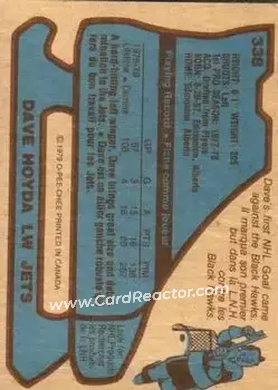 1979-80 O-Pee-Chee #338 - Dave Hoyda - Winnipeg Jets - Back