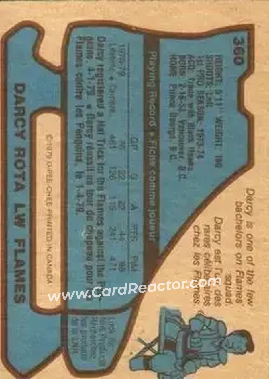 1979-80 O-Pee-Chee #360 - Darcy Rota - Atlanta Flames - Back