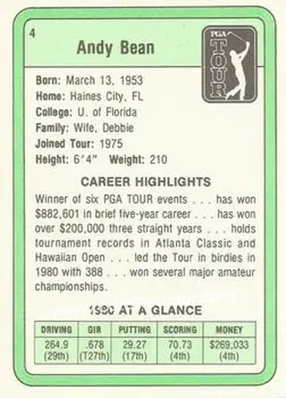 1981 Donruss #4 - Andy Bean - Back 1981 Donruss #4 - Andy Bean - Back
