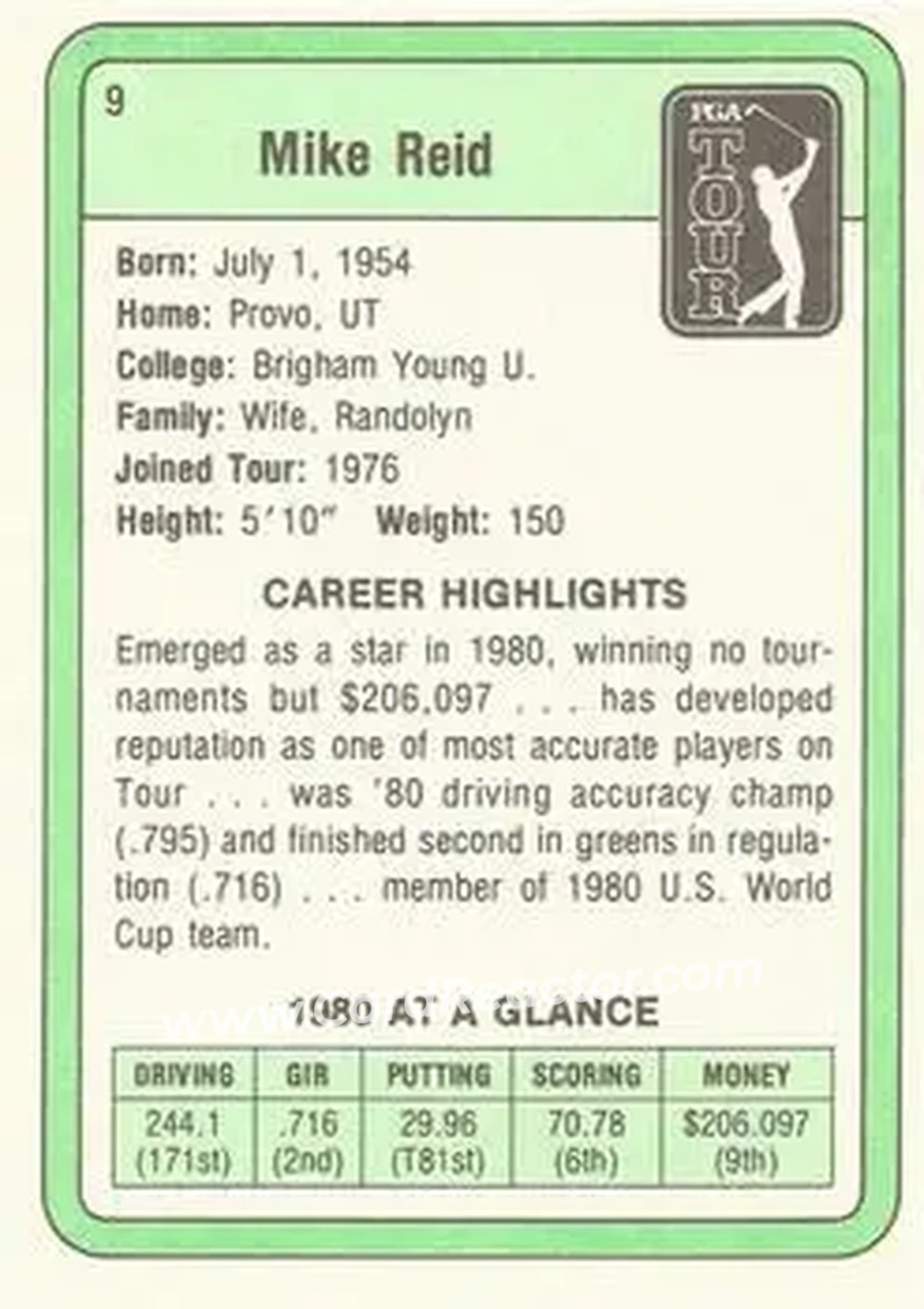 1981 Donruss #9 - Mike Reid - Back 1981 Donruss #9 - Mike Reid - Back