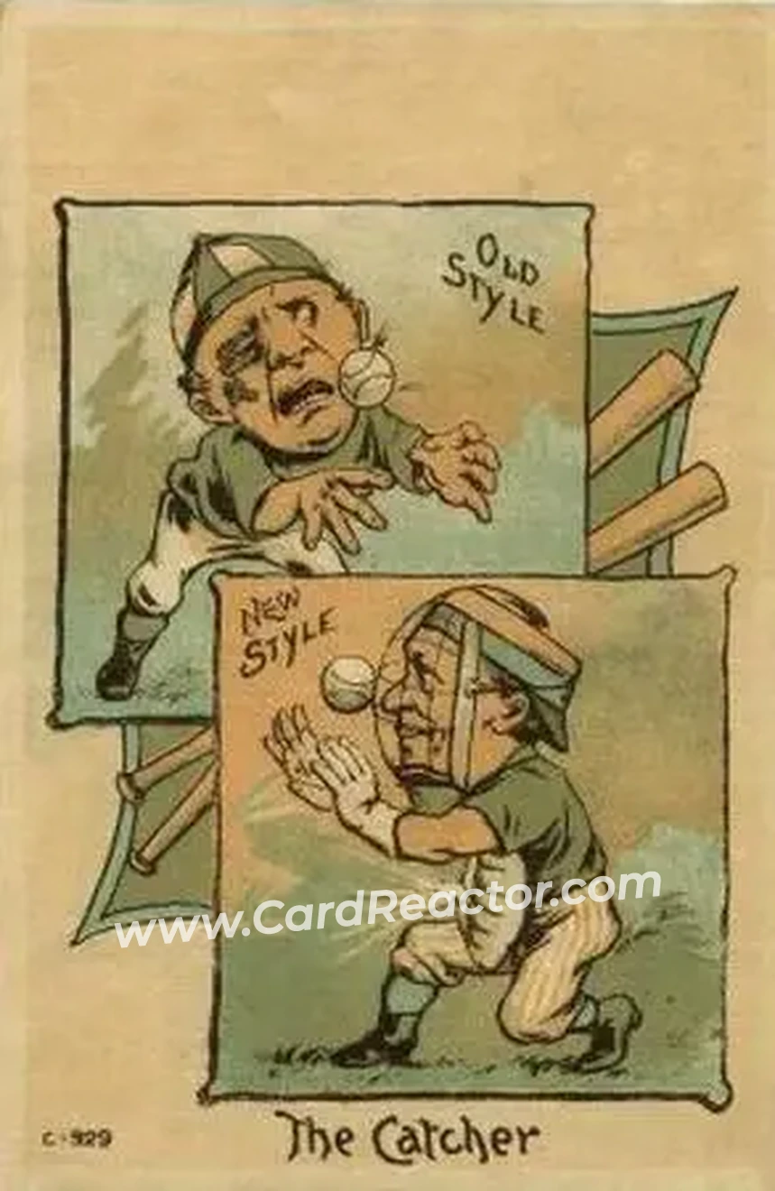 1880 Old Style New Style Baseball Comics (H804-13) #NNO - Catcher - Front 1880 Old Style New Style Baseball Comics (H804-13) #NNO - Catcher - Front