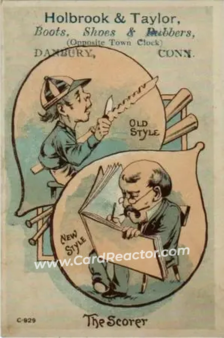 1880 Old Style New Style Baseball Comics (H804-13) #NNO - Scorer - Front 1880 Old Style New Style Baseball Comics (H804-13) #NNO - Scorer - Front