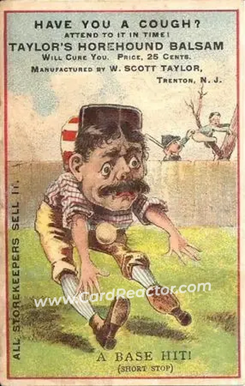 1880 Red Border Baseball Comics (804-15B) #NNO - Hit! (Short Stop) - Front 1880 Red Border Baseball Comics (804-15B) #NNO - Hit! (Short Stop) - Front